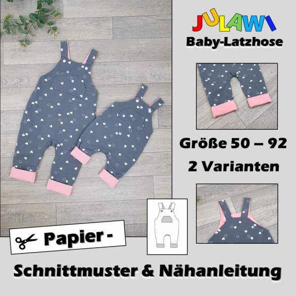 JULAWI Baby-Latzhose Papierschnittmuster Gr50-92